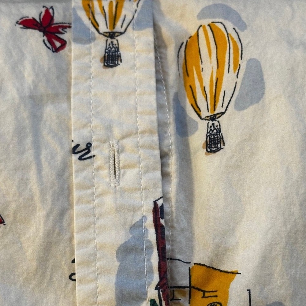 Talbots Ivory Paris Novelty Print Cotton Button Down Shirt Women's Large - Picture 4 of 6